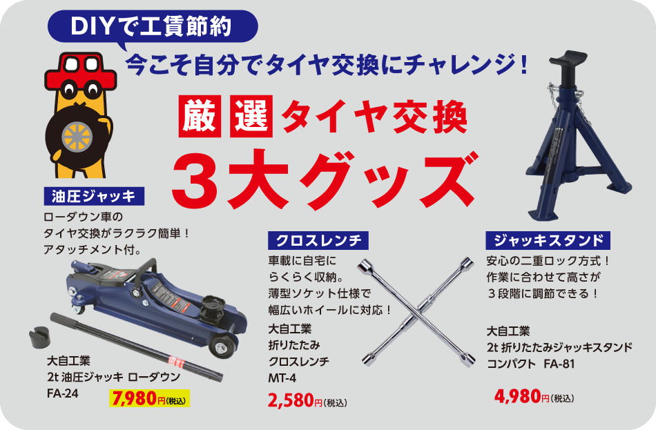 厳選!タイヤ交換3大グッズ